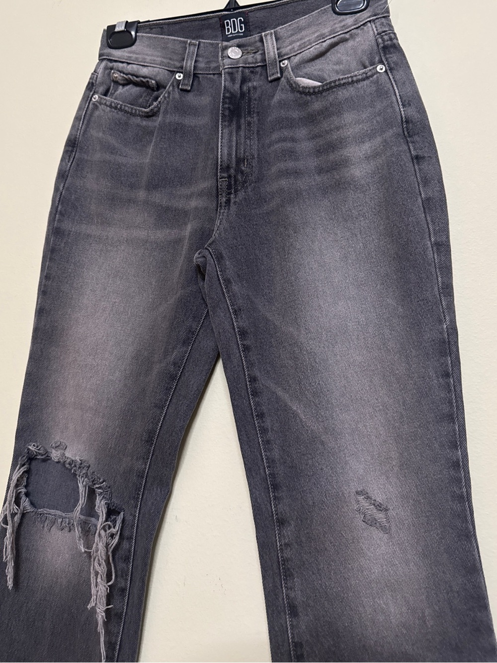 Mid Rise Bootcut Jeans In Destroyed Gray - Picture 4 of 7